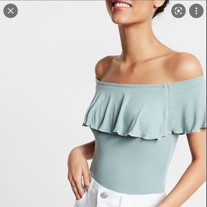Express green-blue off the shoulder body suit size XS
